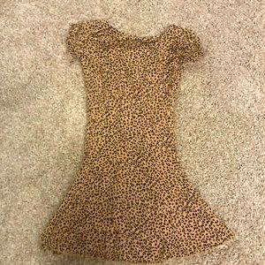 Junior ladies thin leopard v-neck dress